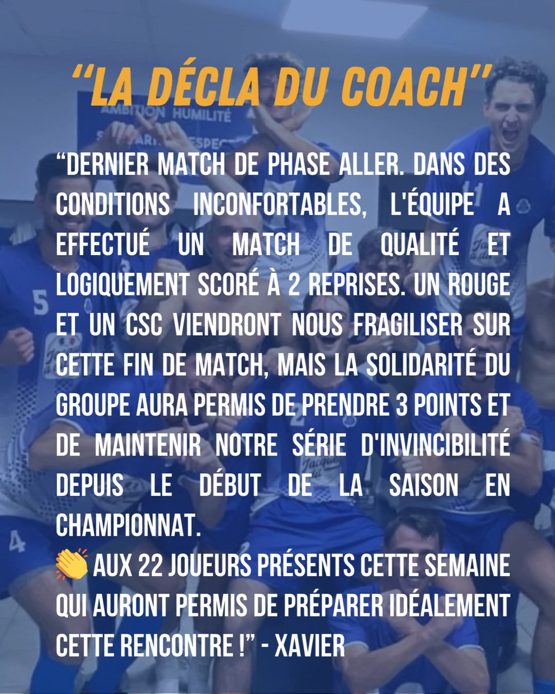 💬 La décla du jour consacrée à nos Séniors R2 🔵⚪ qui terminent la phase aller du championnat invaincus et 3e au classement à 1 point de la première place après la belle victoire samedi contre @es_audenge 👏
#AupaHiriburu