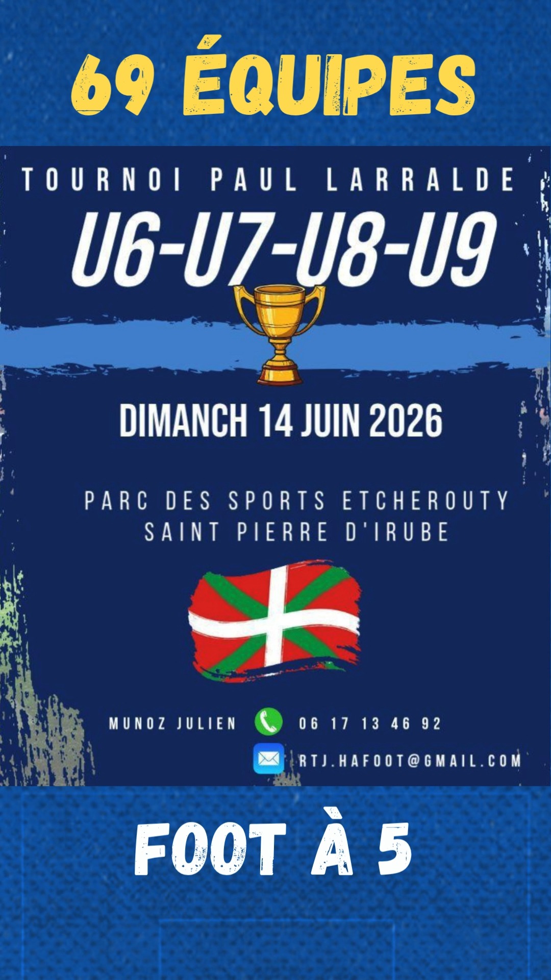 🏆 Coup d'envoi des Tournois Paul-Larralde du HAF

⚽ 69 équipes de foot à 5
🏃‍➡️🏃‍♀️‍➡️ Près de 400 joueuses et joueurs

📆 Dimanche 14 jiuin

🏟️ Parc des Sports Etxerruti Ville de Saint-Pierre d'Irube / Hiriburu 

#AupaHiriburu  #grandirensemble