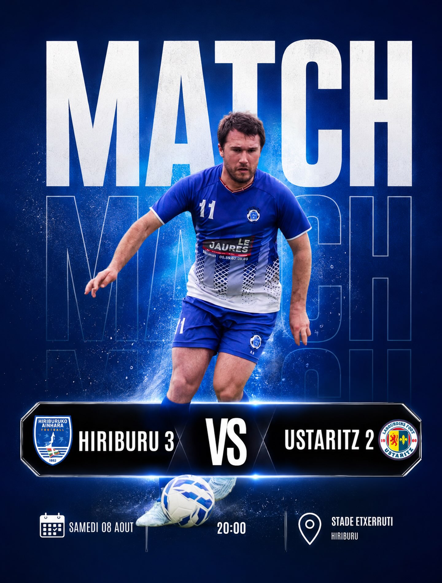 ⚽️ C’EST MATCH ! ⚽️

Premier match de préparation pour notre équipe C ! 💙🤍

Nos Bleus retrouvent les terrains avec l’envie de bien lancer leur préparation. Venez nombreux les encourager et partager ce premier rendez-vous de la saison !

📅 Samedi 08 août
🕗 20h00
📍 Stade Etxerruti – Hiriburu

Hiriburu Ainhara Football C 🆚 @labourdinsfoot 

On compte sur votre présence pour pousser nos joueurs vers la victoire ! 💪🔥

💙 Aupa HAF ! 🤍

#HiriburuAinharaFootball #EquipeC #football