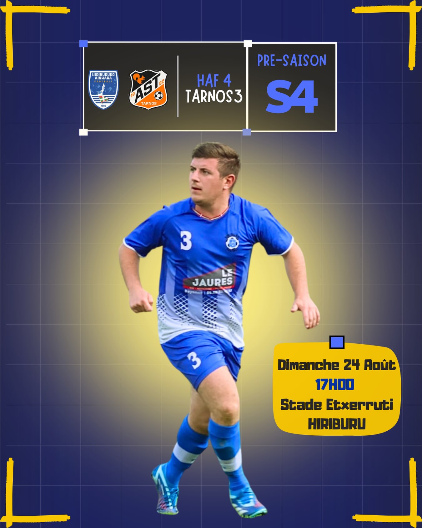 ⚽️ PRÉ-SAISON S4 🔵⚪️

Place au prochain rendez-vous pour notre équipe 4 ! 💪🔥

🆚 HIRIBURU 4 / TARNOS 3
📅 Dimanche 24 août
🕔 17h00
📍 Stade Etxerruti, Hiriburu

Un nouveau match de préparation pour continuer à prendre du rythme et peaufiner les derniers réglages avant la reprise ! 💙🤍

On vous attend nombreux pour venir les encourager ! 🔥

AUPA HIRIBURU ! 🔵⚪️

#HiriburukoAinhara #Ainhara #PréSaison #s4