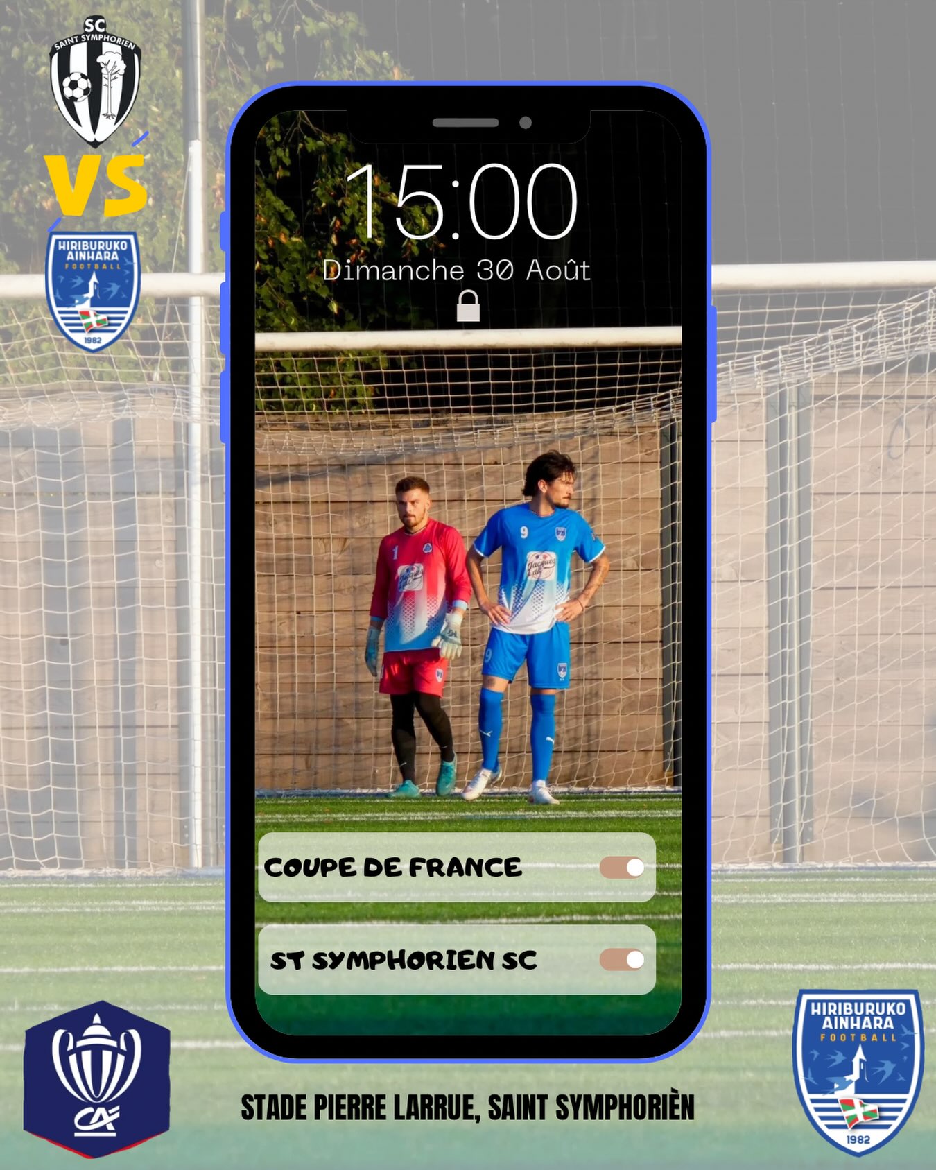 🏆 COUPE DE FRANCE 🔵⚪️

Le grand début de la saison officielle pour notre équipe première ! 💙🤍

Après plusieurs semaines de préparation, nos séniors retrouvent enfin la compétition avec leur premier match officiel, à l’occasion du 2ᵉ tour de la Coupe de France. ⚽️🔥

Une nouvelle équipe, de nouveaux joueurs, un nouveau staff… et une nouvelle aventure qui commence ! 👊

🆚 Saint-Symphorien SC
📅 Dimanche 30 août
🕒 15h00
📍 Stade Pierre Larrue, Saint-Symphorien

Un premier défi à l’extérieur pour lancer officiellement cette nouvelle saison. 🔵⚪️

AUPA HIRIBURU ! 💙🤍

#HiriburukoAinhara #Ainhara #CoupeDeFrance #cdf