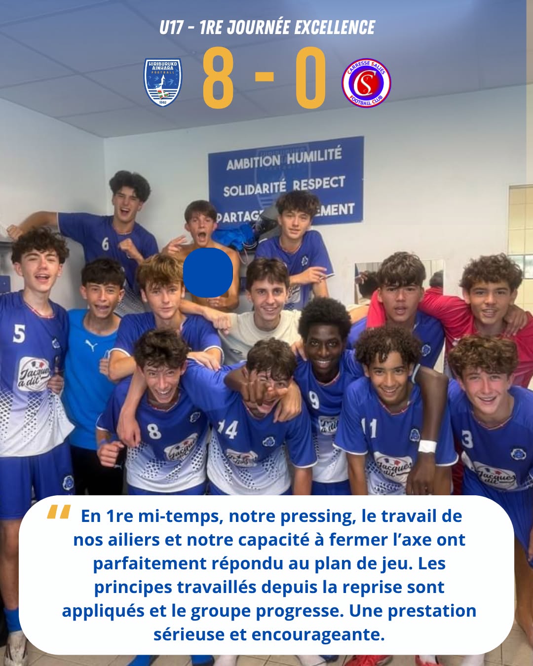 💬 Les déclas du week-end des 🔵⚪

Gros plan aujourd'hui sur nos U17. Pour leur premier match de championnat Excellence, nos jeunes Hiriburutar rendent une copie sérieuse. 👍

L'analyse de coach @damien_doyh 

#AupaHiriburu #elgarrekin #football #formation